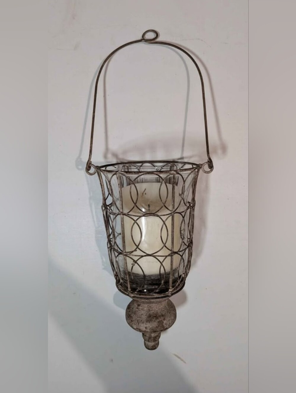 Rustic wire lantern with Battery Operated Candle
